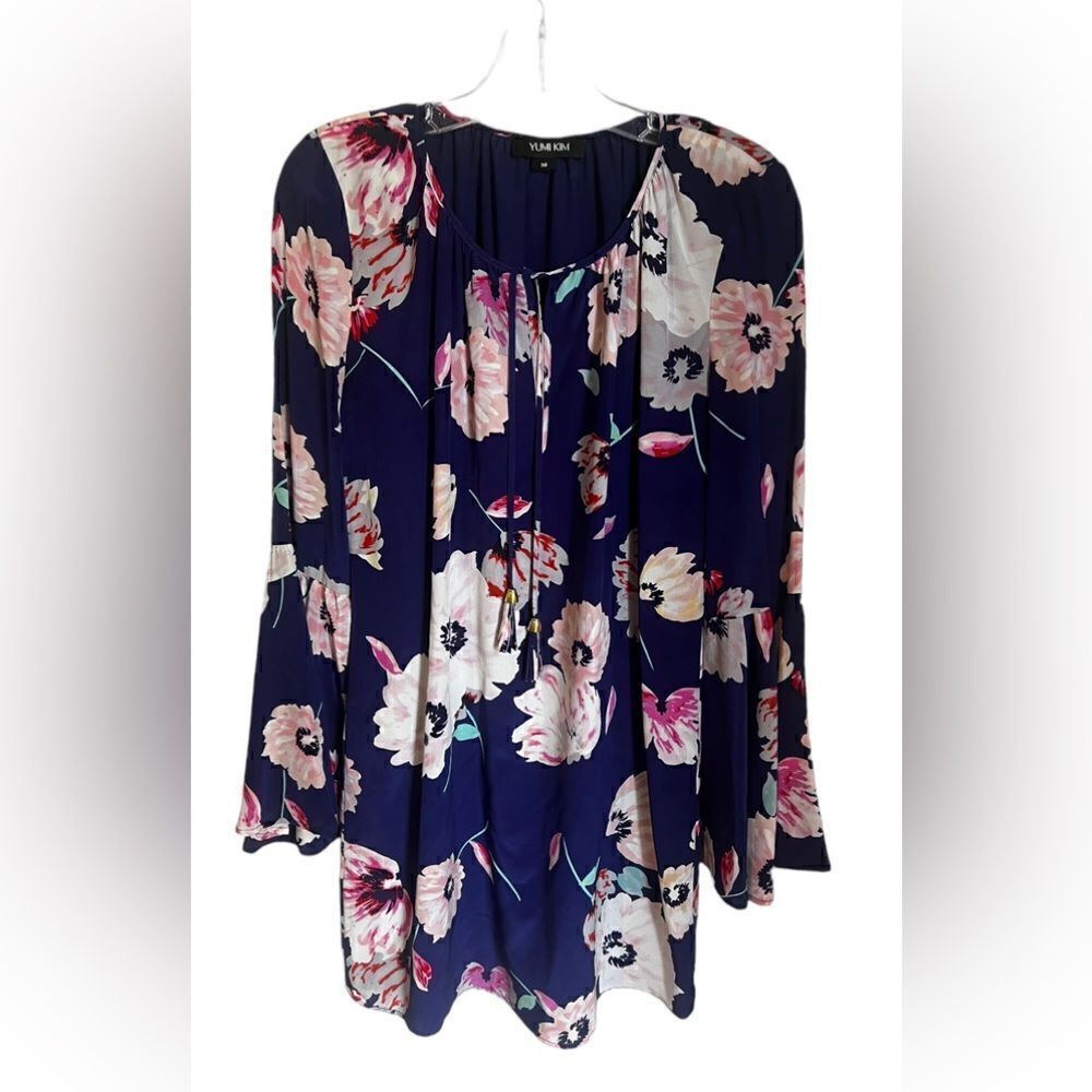 Yumi Kim 100% silk flare sleeve dress poppy